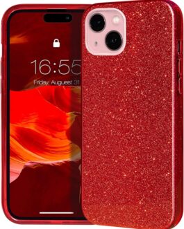 MATEPROX Compatible with iPhone 15 Case Bling Sparkle Cute Girls Women Protective Christmas Cases Cover for iPhone 15 6.1″ 2023-Red